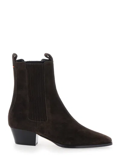 Aeyde Agata Suede Leather Ankle Boots In Brown