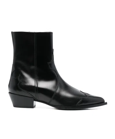 Aeyde Alby 30mm Pointed-toe Leather Boots In Black
