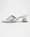Aeyde Ale Metallic Mule Sandals In Silver