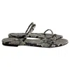 Aeyde Alek Snake Printed Slides In Black Leather In Multi