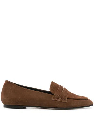 Aeyde Alfie Suede Loafers In Brown