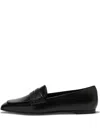 Aeyde Leather Penny Strap Loafers Rubber Sole In Black