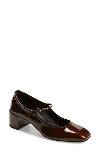 Aeyde Aline Patent Mary Jane Pumps In Mocha Metal