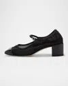 Aeyde Aline Mesh Square-toe Mary Jane Pumps