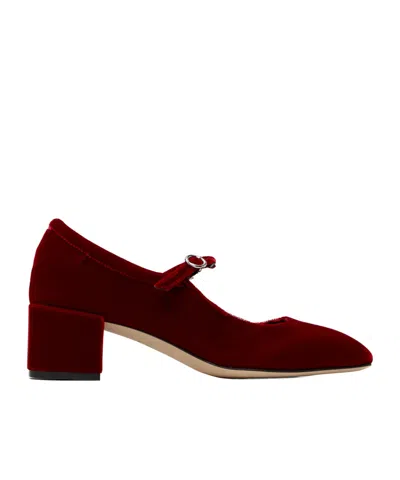 Aeyde Aline Velvet Mary Jane Pumps In Burgundy