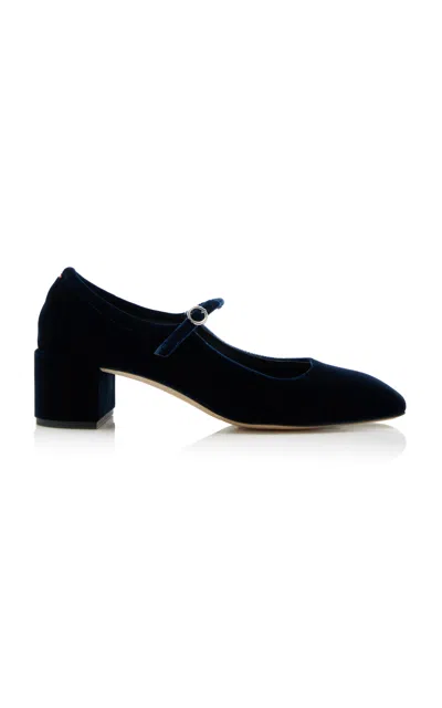 Aeyde Aline Velvet Mary Jane Pumps In Black