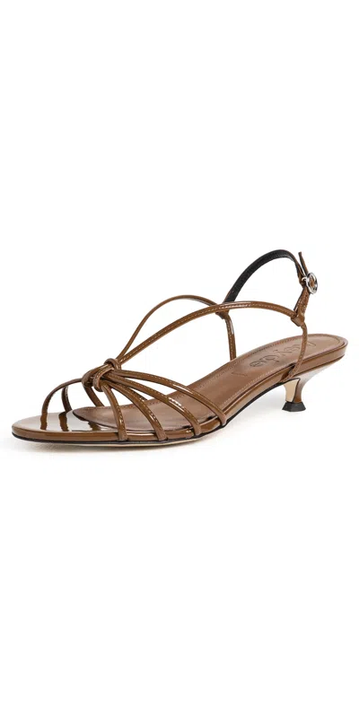 Aeyde Amara Patent Calf Leather Tobacco Sandals Tobacco