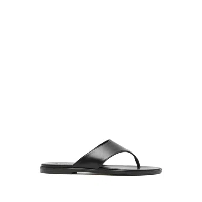 Aeyde Minimalist Wide Strap Toe Post Sandals In Black