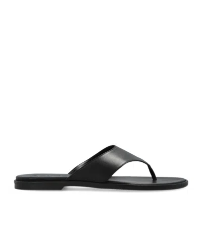 Aeyde Minimalist Wide Strap Toe Post Sandals In Black