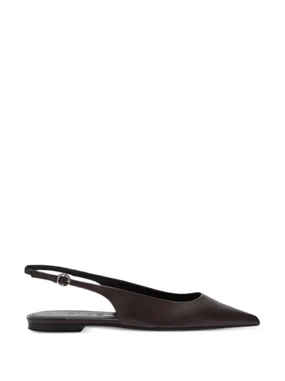 Aeyde Amaya Pointed Slingback Sandals In Brown