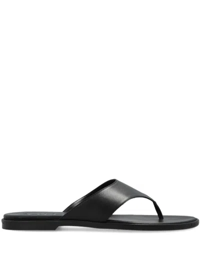 Aeyde Minimalist Wide Strap Toe Post Sandals In Black