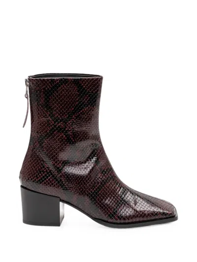 Aeyde Amina Snake-effect Leather Ankle Boots In Red