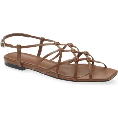Aeyde Anisa Leather Flat Sandals In Brown
