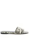 Aeyde Anna Snake-effect Leather Slides In 中性色