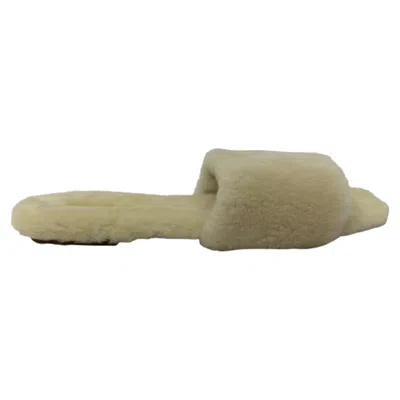 Aeyde Anna Shearling Slides In White Wool In Brown