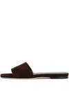 Aeyde Anna Slip-on Square-toe Slides In Brown