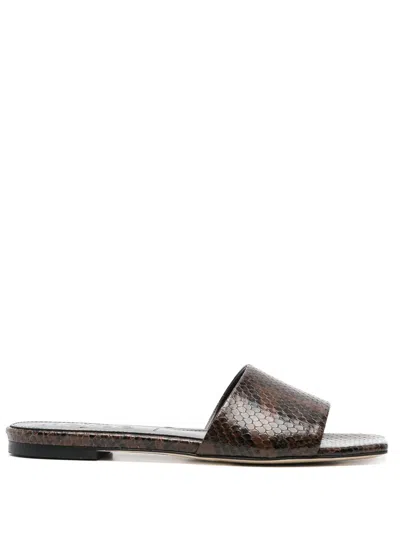 AEYDE AEYDE ANNA SNAKE PRINT GOAT LEATHER MOKA