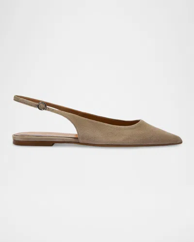 Aeyde Annora Kid Suede Slingback Flats In Animal Print