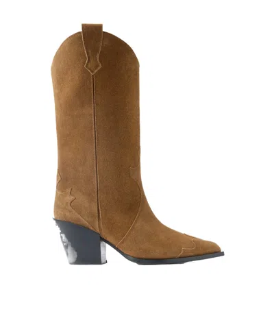 Aeyde Ariel Suede Knee Boots In Brown