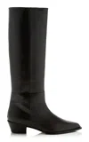 Aeyde Arla Leather Western Knee Boots In Brown