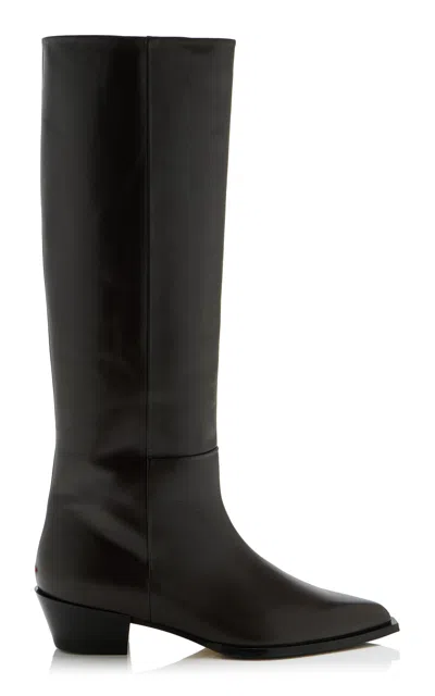 Aeyde Arla Leather Western Knee Boots In Brown