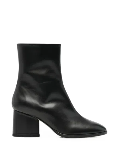 Aeyde Ayla Block-heel Leather Ankle Boots In Black