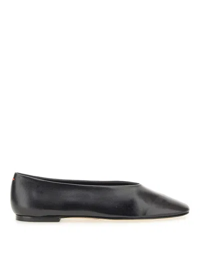 Aeyde Ida Leather Square-toe Ballerina Flats In Black
