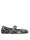 Aeyde Buckle Detail Zebra Pattern Ballerina Shoes