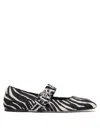 Aeyde Buckle Detail Zebra Pattern Ballerina Shoes