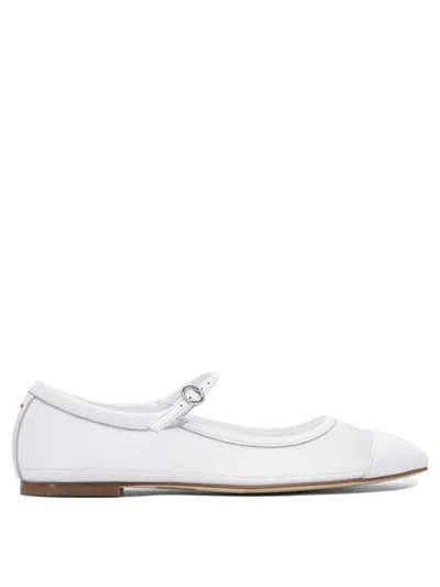 Aeyde Uma Mesh And Leather Mary Jane Flats In White