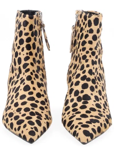 Aeyde Beige Calfhair Leather Heels In Animal Print