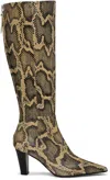 Aeyde Cecilia Snake-pattern Embossed Boots In Latte