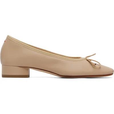 Aeyde Beige Onda Round-toe Ballerina Flats In Gold