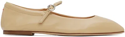 Aeyde Uma Metallic Mary Jane Ballerina Flats In Beige
