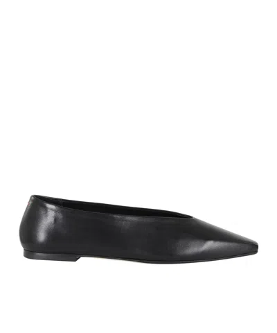 Aeyde Betty Leather Ballerina Shoes In Black