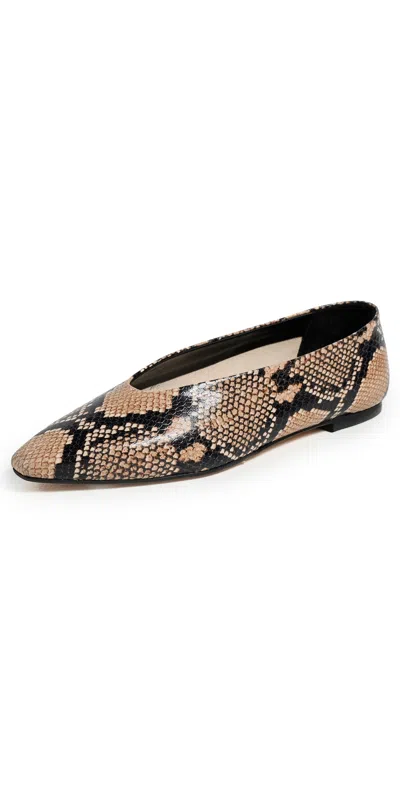 Aeyde Betty Snake Print Calf Leather Hazelnut Flats Hazelnut In Multi