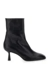 Aeyde Women Black Ankle Boots With Rounded Toe In Leather Woman In Black