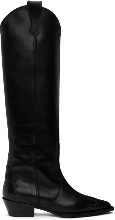 Aeyde Black Aruna Leather Cowboy Tall Boots