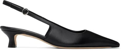 AEYDE BLACK CATRINA LEATHER SLINGBACK HEELS