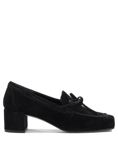 Aeyde Black Cow Suede Leather Loafers