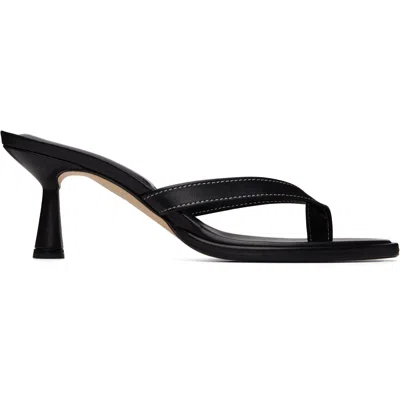 Aeyde Black Daphne Leather Thong Heeled Sandals