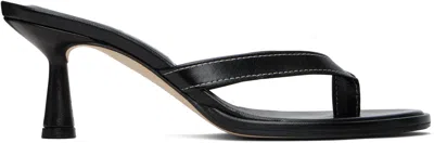 Aeyde Black Daphne Leather Toe-post Heeled Sandals