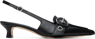 Aeyde Black Davina Eyelet Slingback Heels