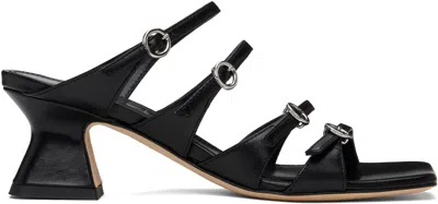 Aeyde Black Eanna Nappa Leather Heeled Sandals