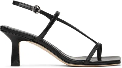 Aeyde Black Elise Leather Toe-post Heeled Sandals In Multicolor