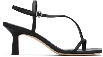 Aeyde Black Elise Leather Toe-post Heeled Sandals