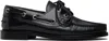 Aeyde Harris Polished Stitched Bow Loafers In Black