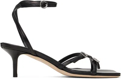 Aeyde Black Libby Leather Kitten Heeled Sandals