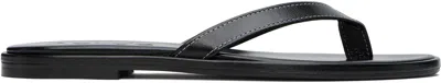 Aeyde Black Melody Leather Toe-post Flip-flops