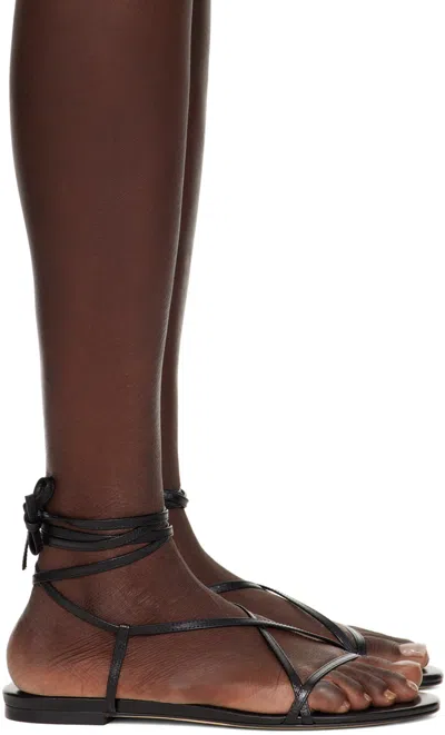 Aeyde 10mm Penny Leather Lace-up Sandals In Black